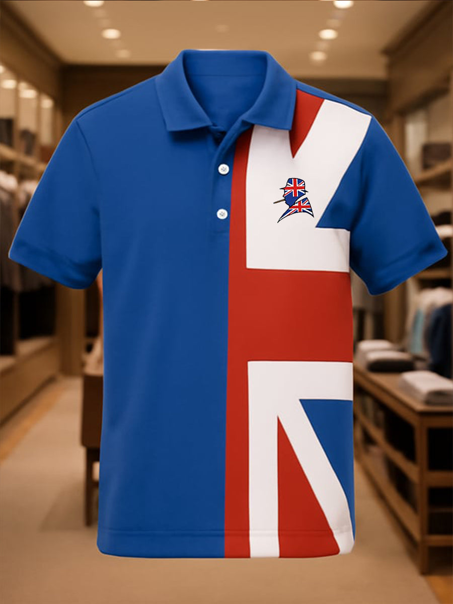 Men's Business Casual Union Jack Short Sleeve Shirt