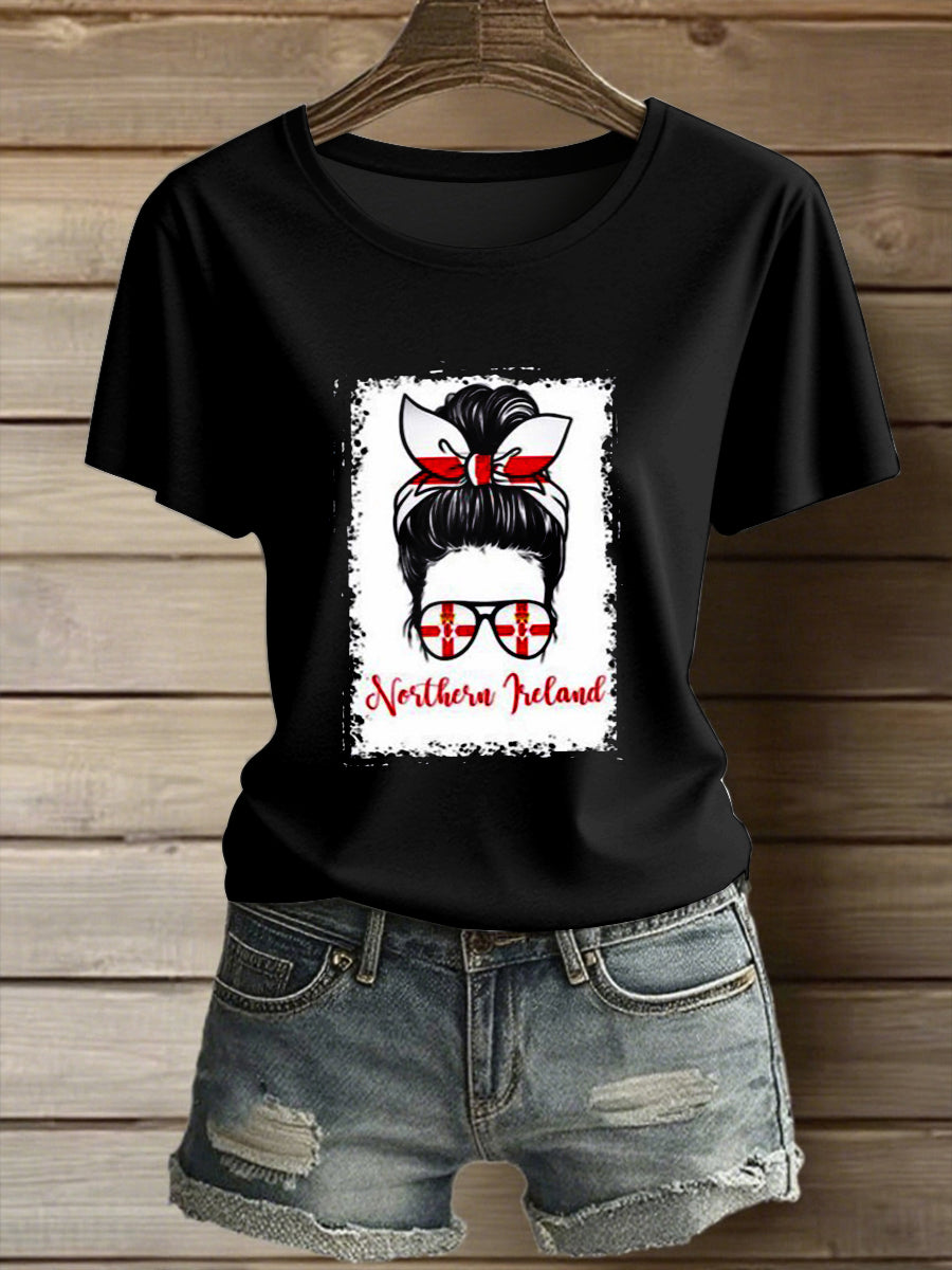 Women's Northern Ireland Girl Printed Vintage Fashion Loose Short Sleeve T-Shirt