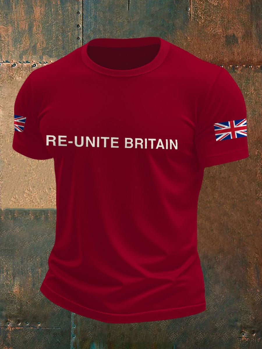 Men's UK Flag Re-Unite Britain Printed T-shirt