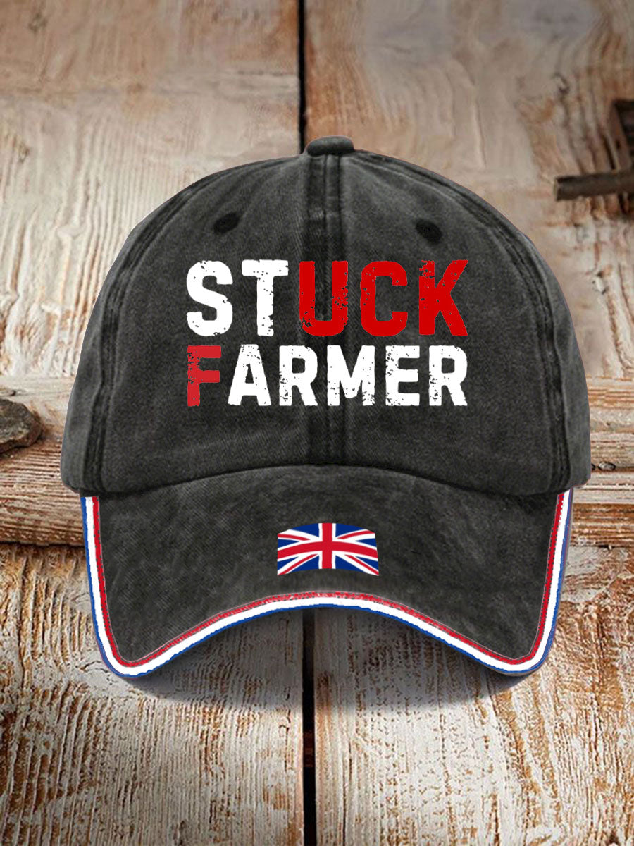 Unisex UK Flag Stuck Farmer Print Hat