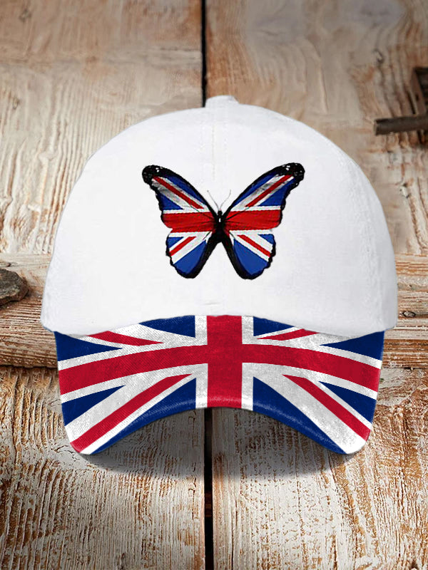 Unisex British Flag Butterfly Print Hat