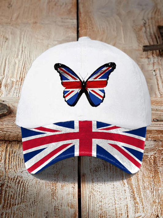Unisex British Flag Butterfly Print Hat