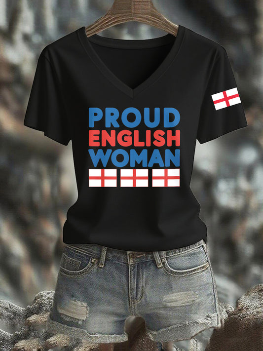 Women's English Print Short Sleeve T-Shirt