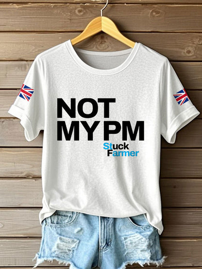 Women's Not My PM Funny UK Flag Printed T-Shirt