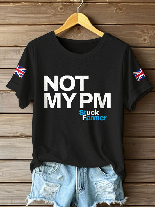 Women's Not My PM Funny UK Flag Printed T-Shirt