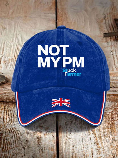 Unisex Not My PM Funny UK Flag Printed Hat
