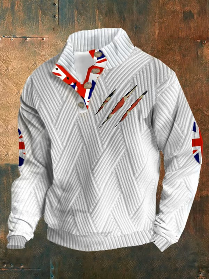 Men's UK Flag Printed Casual Tops