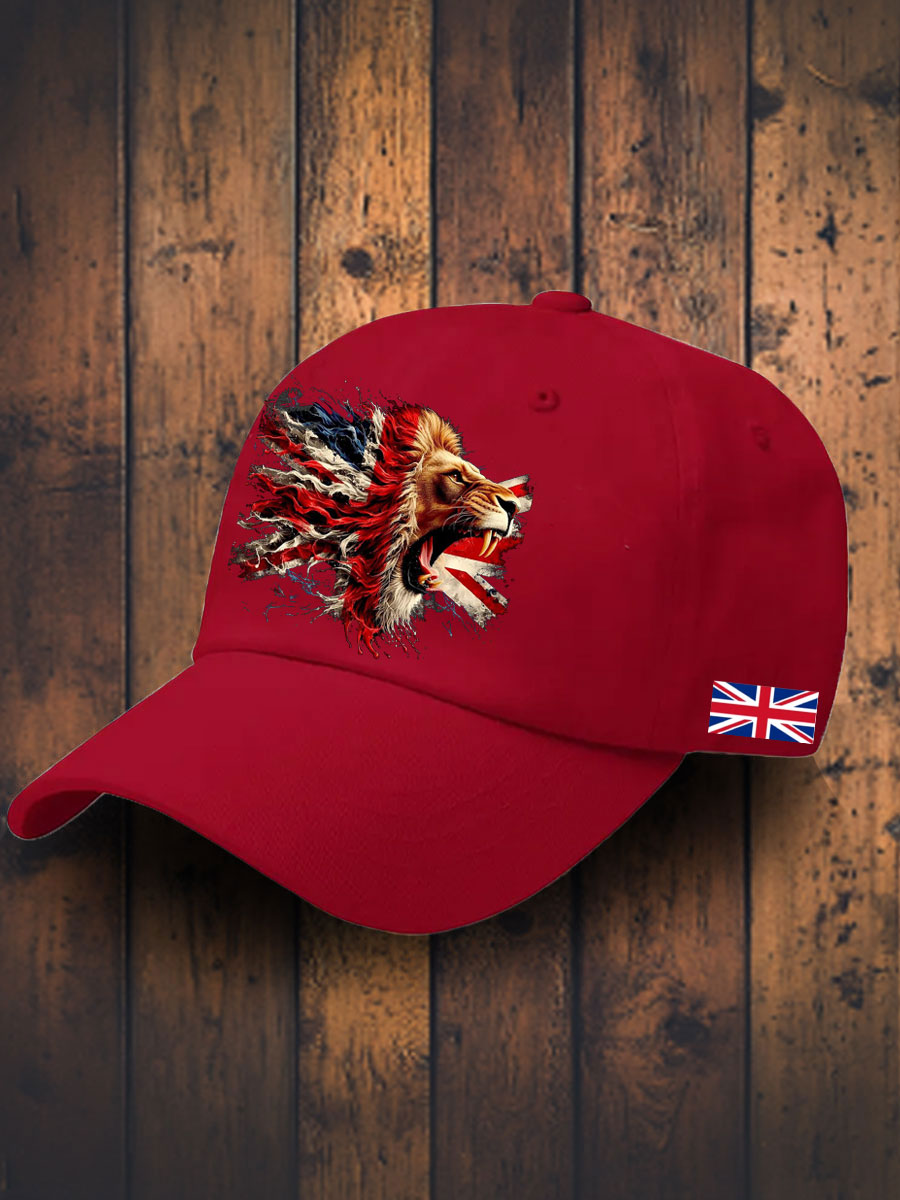 Unisex UK Flag Lion Printed Hat