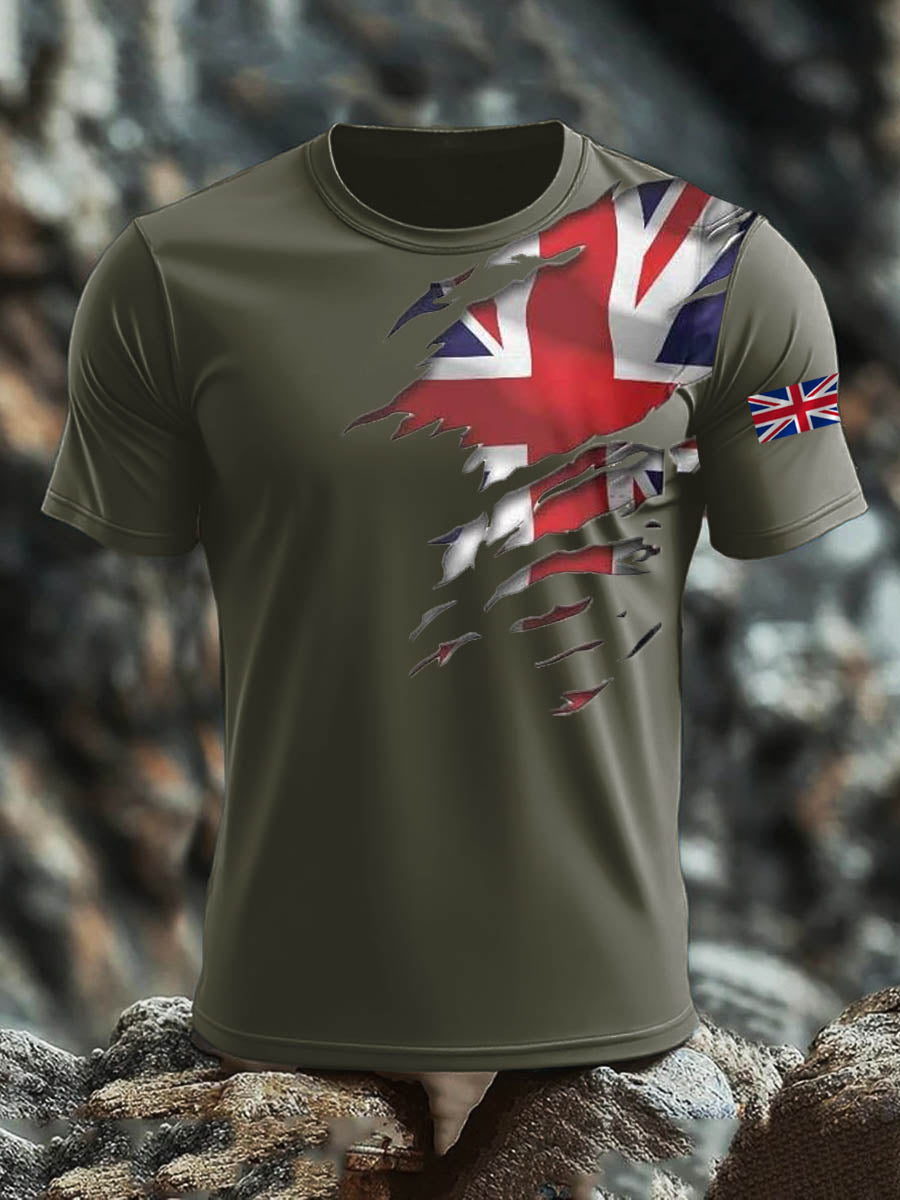 Men's Britsh Imitation Cotton Short-Sleeved Printed T-shirt