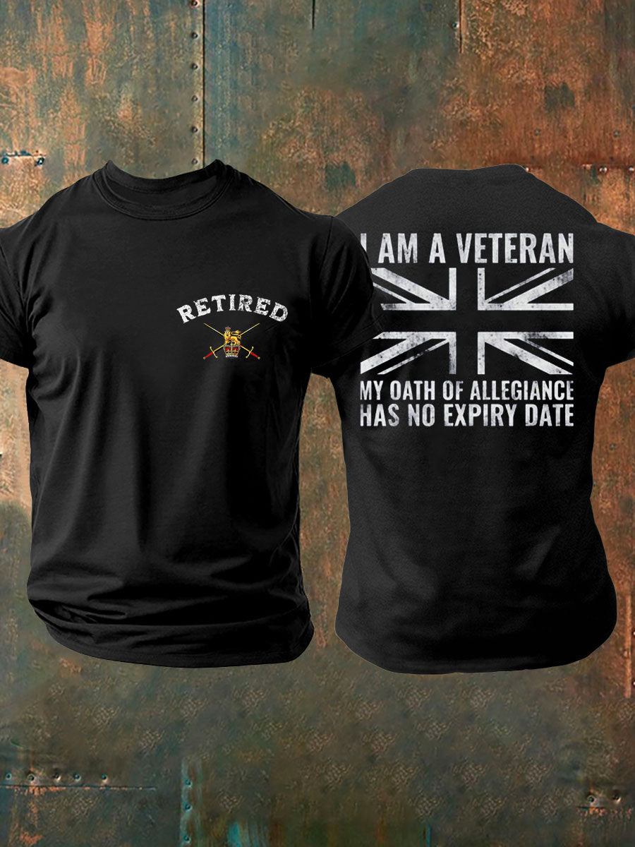 Men's British Veteran Retired Printed T-shirt