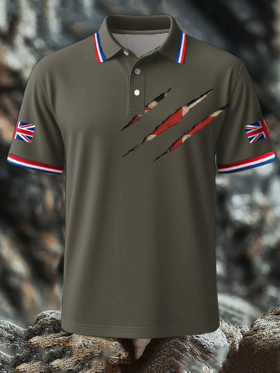 Men's UK Flag Printed Polo Shirt