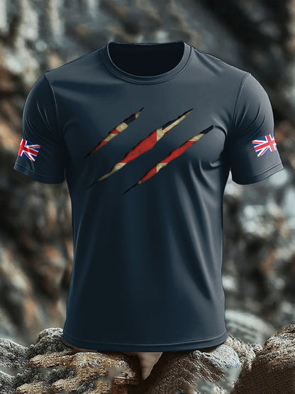 Men's UK Flag Skull Printed T-shirt