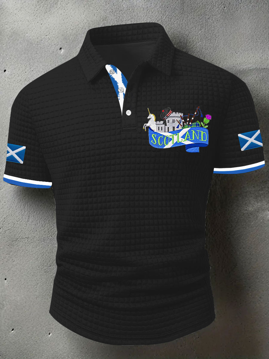 Men's Scotland Flag Proud The Brave Printed Casual Short Sleeve Tops