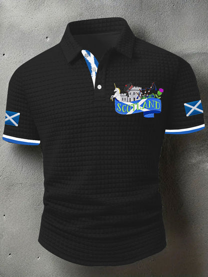 Men's Scotland Flag Proud The Brave Printed Casual Short Sleeve Tops