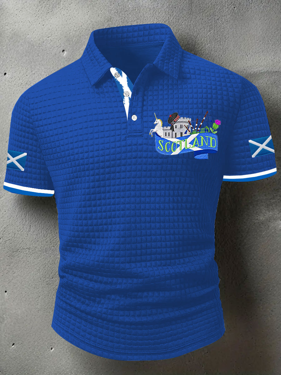 Men's Scotland Flag Proud The Brave Printed Casual Short Sleeve Tops