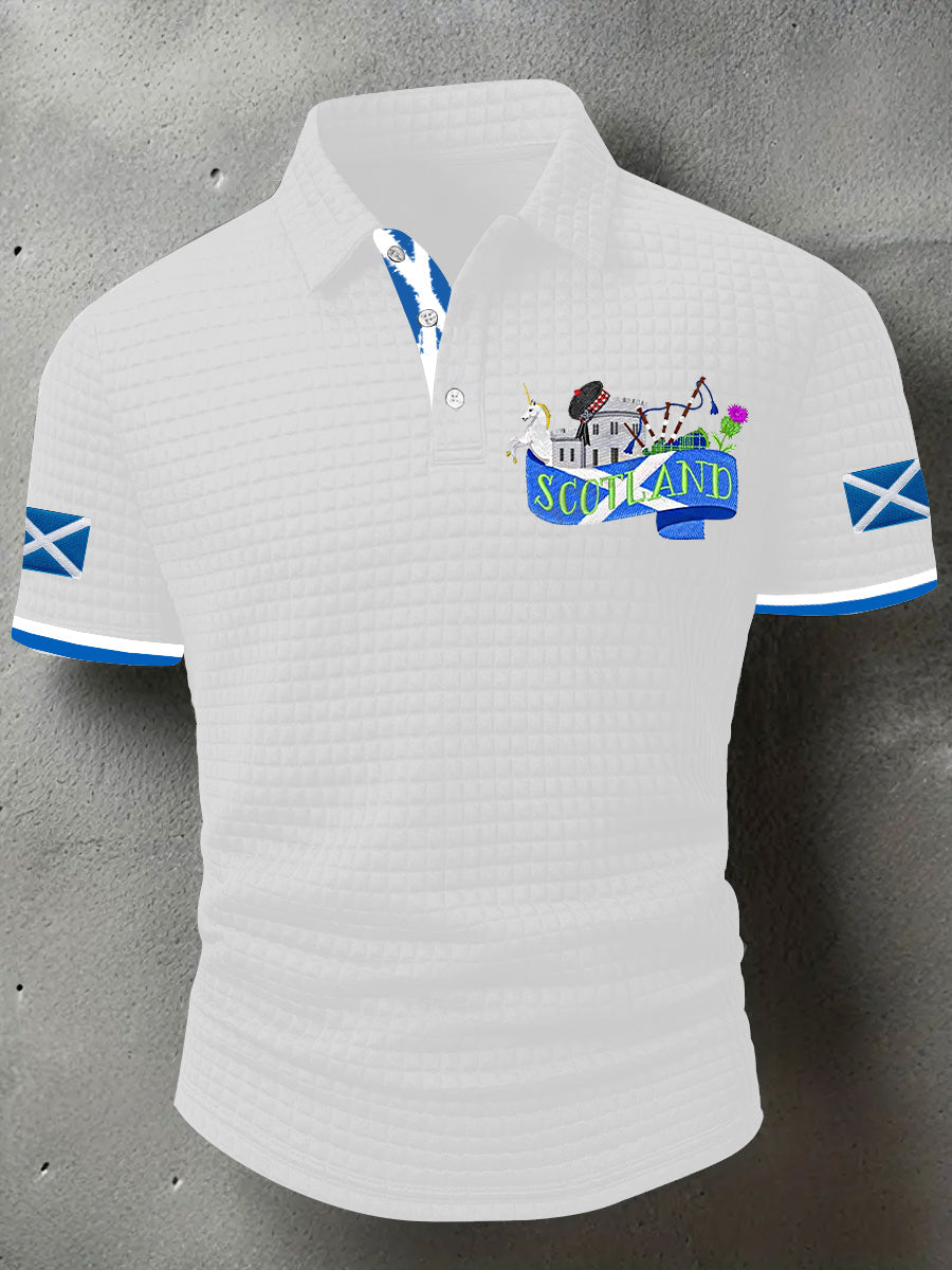 Men's Scotland Flag Proud The Brave Printed Casual Short Sleeve Tops
