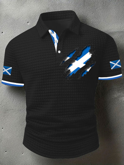 Men's Scotland Flag Proud The Brave Printed Casual Short Sleeve Tops