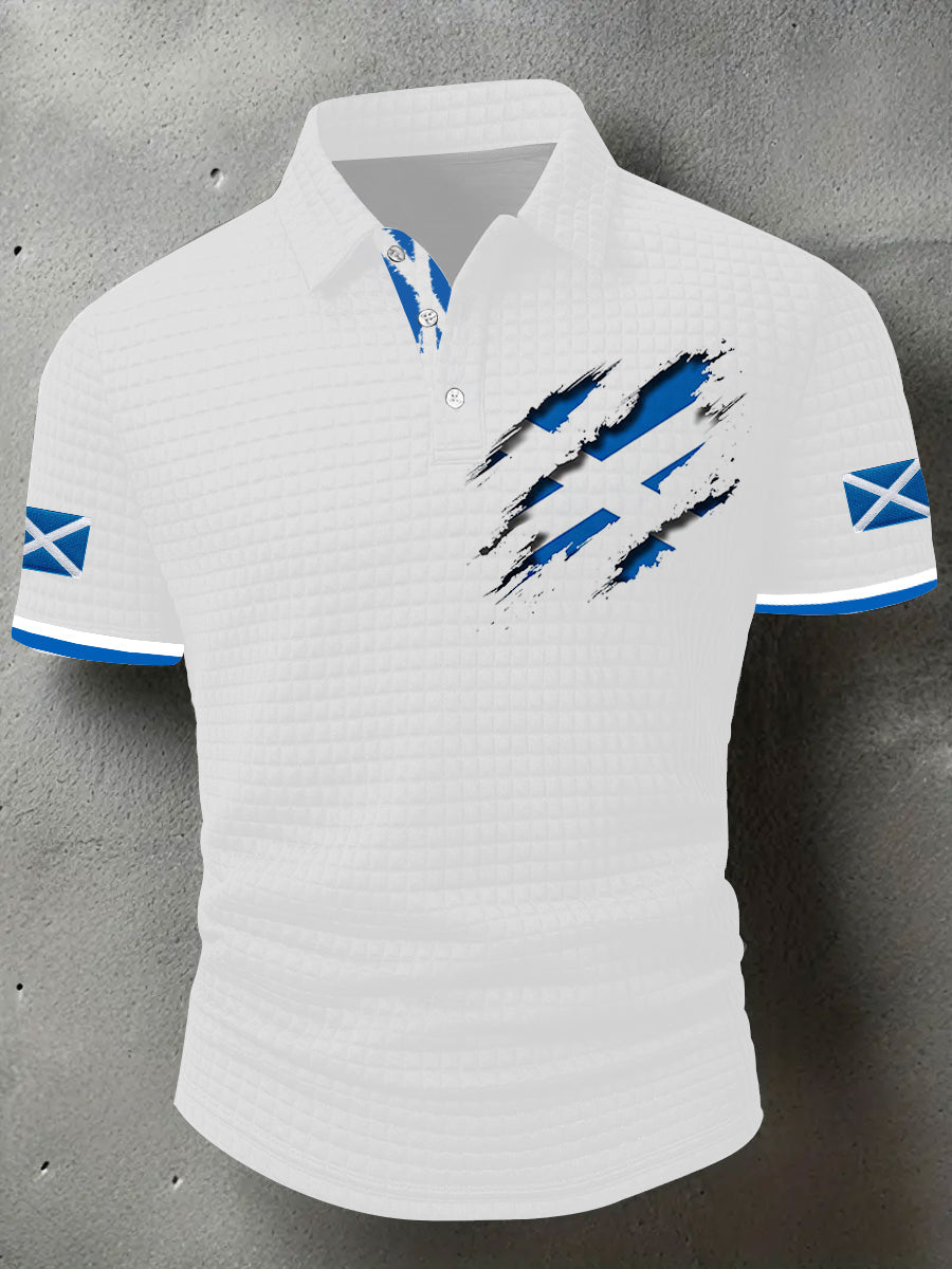 Men's Scotland Flag Proud The Brave Printed Casual Short Sleeve Tops