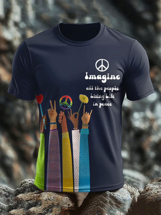 Men's Music Lover Hippies Printed T-shirt