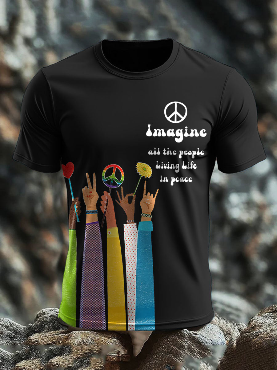 Men's Music Lover Hippies Printed T-shirt
