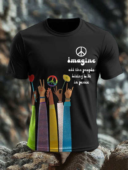 Men's Music Lover Hippies Printed T-shirt