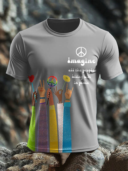 Men's Music Lover Hippies Printed T-shirt