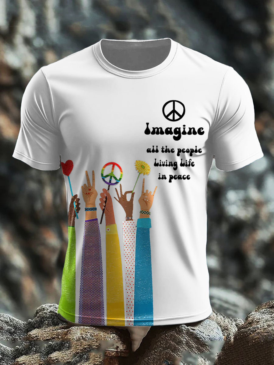 Men's Music Lover Hippies Printed T-shirt