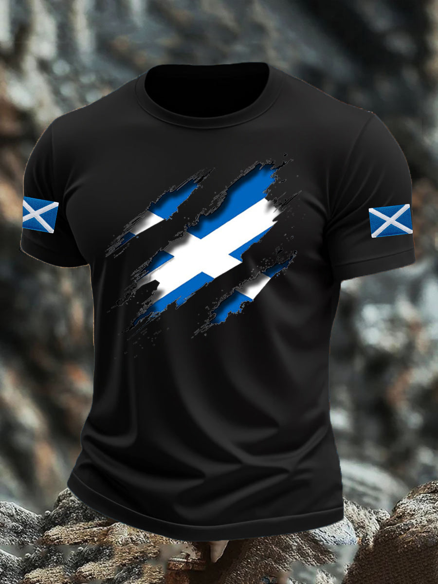 Men's Scotland Flag Proud The Brave Printed Casual Short Sleeve T-shirt
