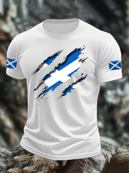 Men's Scotland Flag Proud The Brave Printed Casual Short Sleeve T-shirt