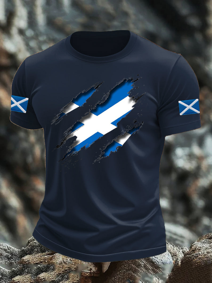 Men's Scotland Flag Proud The Brave Printed Casual Short Sleeve T-shirt