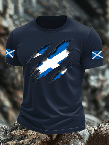 Men's Scotland Flag Proud The Brave Printed Casual Short Sleeve T-shirt