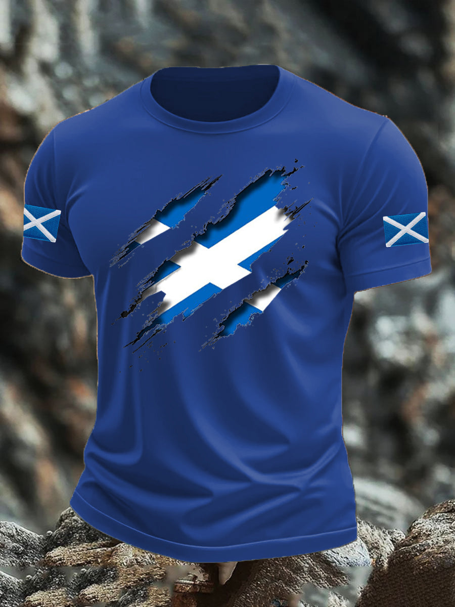 Men's Scotland Flag Proud The Brave Printed Casual Short Sleeve T-shirt