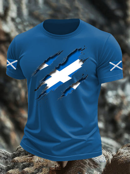 Men's Scotland Flag Proud The Brave Printed Casual Short Sleeve T-shirt
