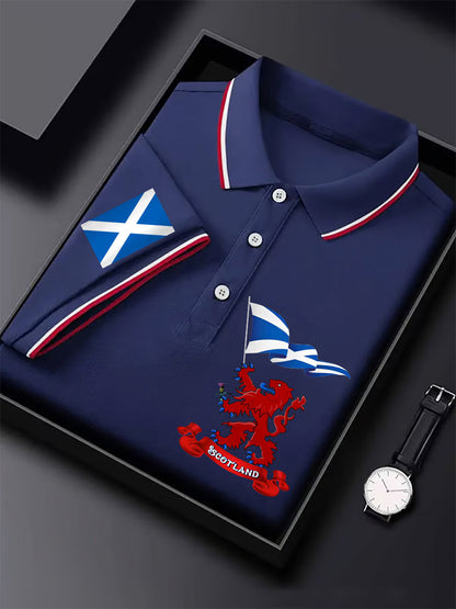 Men's Scotland Flag Proud The Brave Printed Casual Short Sleeve Tops