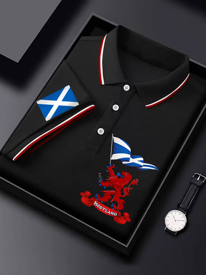 Men's Scotland Flag Proud The Brave Printed Casual Short Sleeve Tops