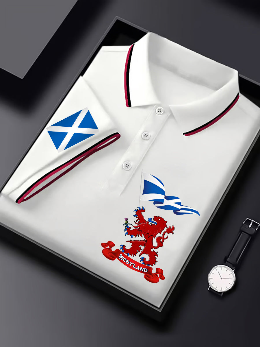 Men's Scotland Flag Proud The Brave Printed Casual Short Sleeve Tops