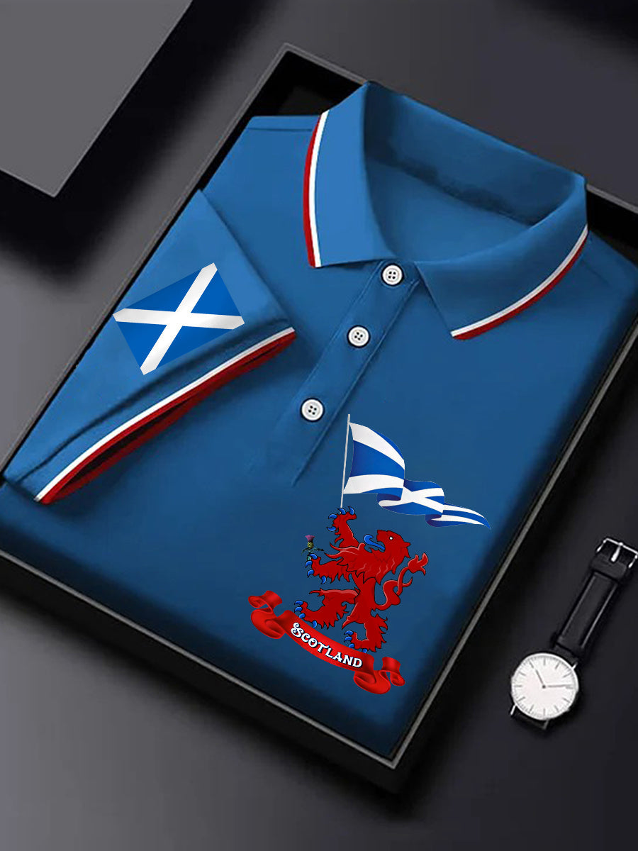 Men's Scotland Flag Proud The Brave Printed Casual Short Sleeve Tops