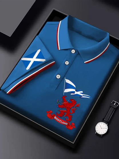 Men's Scotland Flag Proud The Brave Printed Casual Short Sleeve Tops