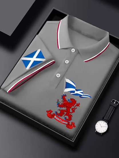 Men's Scotland Flag Proud The Brave Printed Casual Short Sleeve Tops
