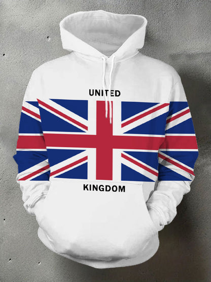 Men's UK Flag Print Casual Pocket Hoodie
