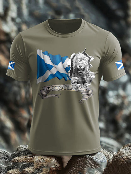 Men's Scotland Flag Proud The Brave Printed T-shirt