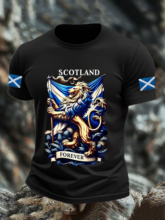 Men's Scotland Flag Proud The Brave Printed Casual Short Sleeve T-shirt
