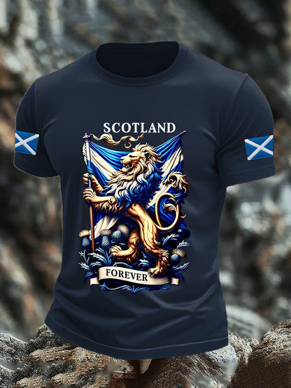 Men's Scotland Flag Proud The Brave Printed Casual Short Sleeve T-shirt
