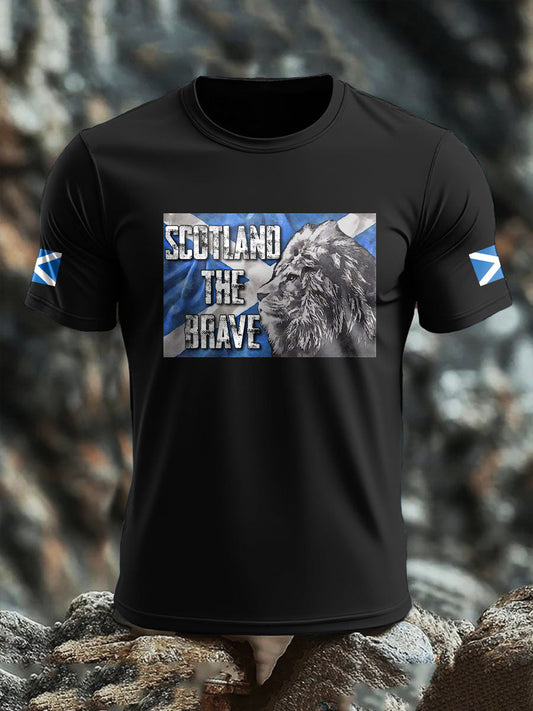 Men's Scotland Flag Proud The Brave Printed T-shirt