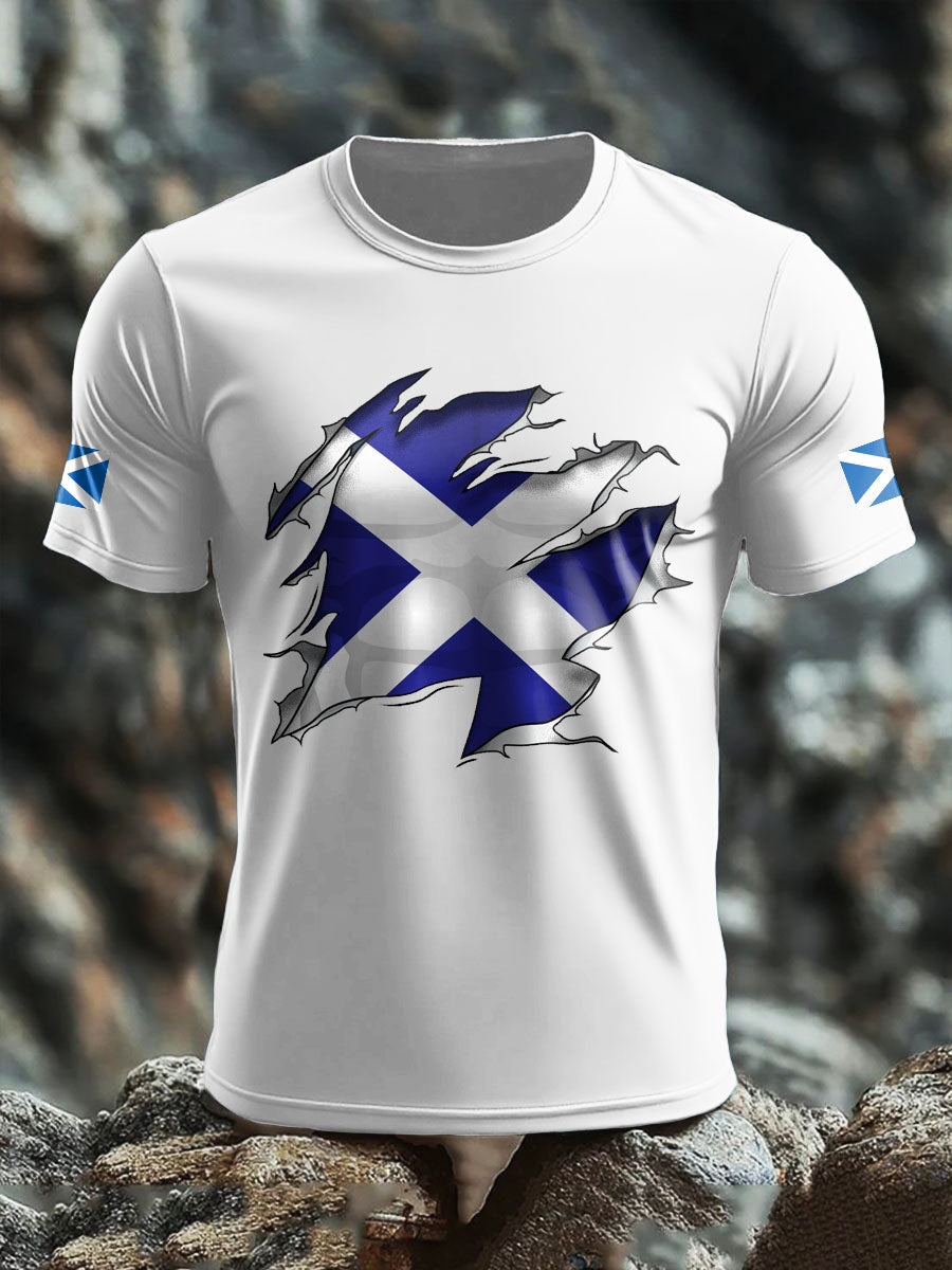 Men's Scotland Flag Proud The Brave Printed T-shirt