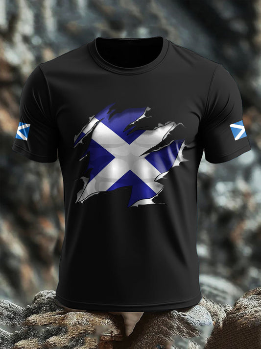 Men's Scotland Flag Proud The Brave Printed T-shirt