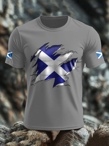 Men's Scotland Flag Proud The Brave Printed T-shirt