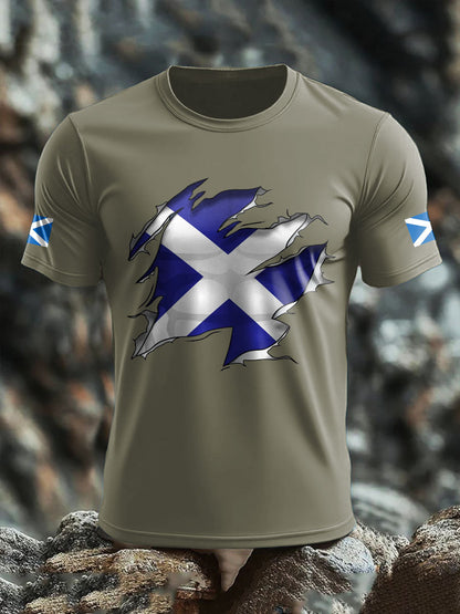 Men's Scotland Flag Proud The Brave Printed T-shirt