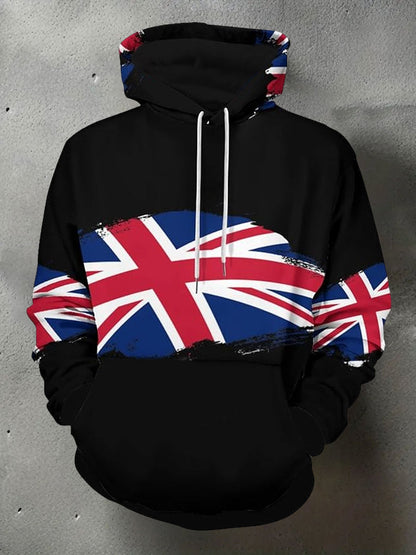 Men's UK Flag Print Casual Pocket Hoodie