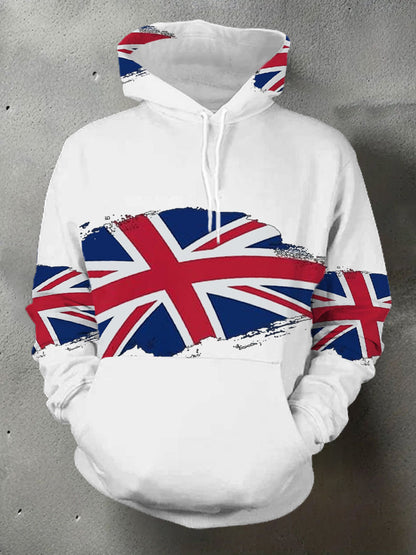 Men's UK Flag Print Casual Pocket Hoodie